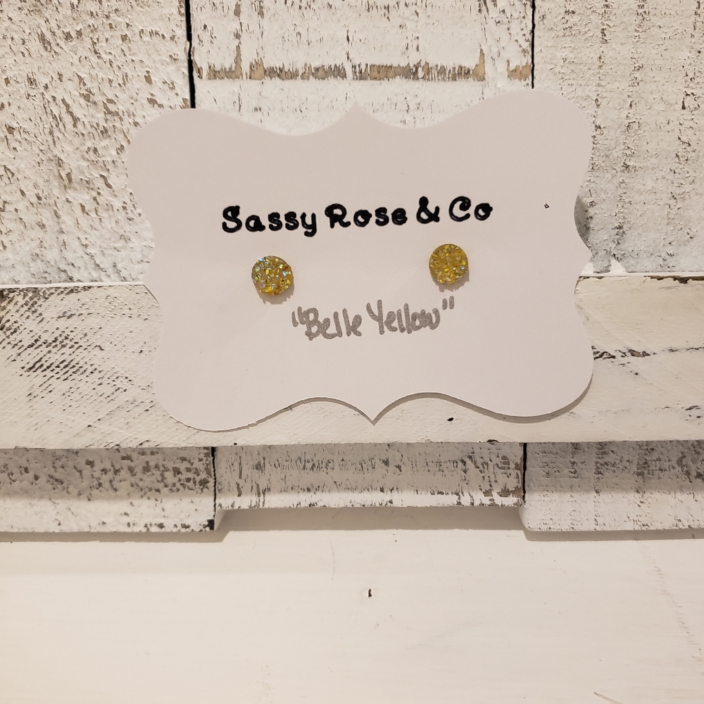 Druzy Stud Earrings "Belle Yellow"